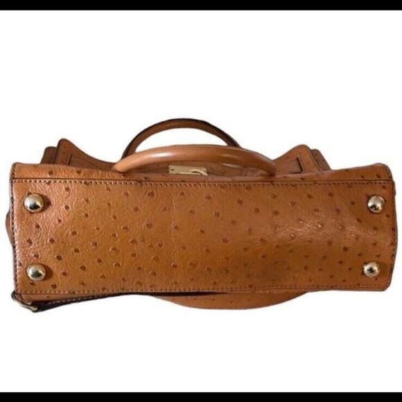 Michael Kors Hamilton Orange Ostrich Leather Satchel Tote Bag - Picture 4 of 8